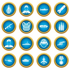 War icons blue circle set