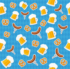 Oktoberfest - concept of seamless texture with icons. Vector.