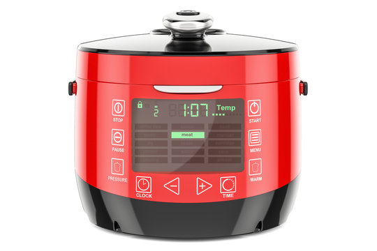Red Automatic Multicooker, 3D rendering