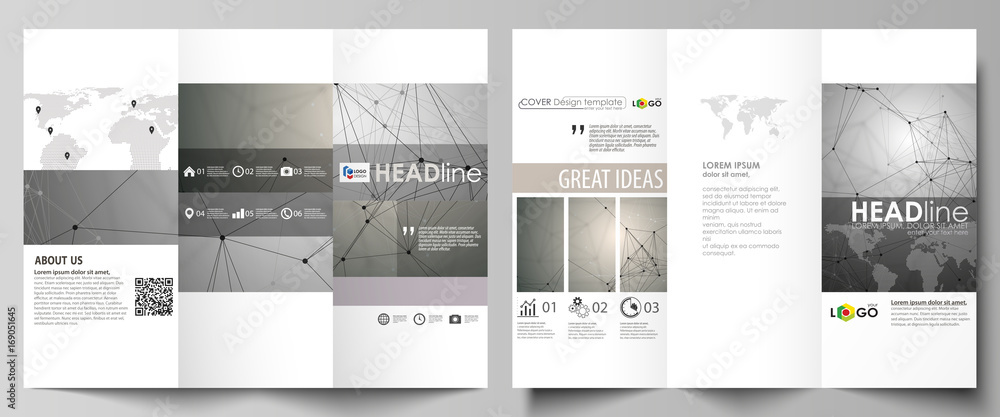 Poster tri-fold brochure business templates on both sides. easy editable abstract vector layout in flat des