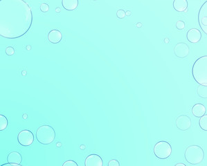 Air bubbles on the edges of the picture on a blue background