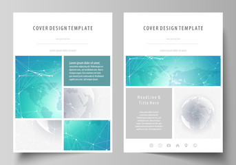 Fototapeta premium The vector illustration of the editable layout of A4 format covers design templates for brochure, magazine, flyer, booklet, report. Chemistry pattern. Molecule structure. Medical, science background.