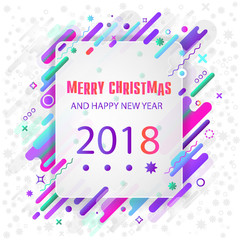 Seasons greetings. Happy New 2018 year. Colorful, contemporary abstraction design. Vector image