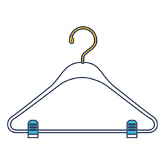 color blue and yellow sections silhouette of clothes hanger