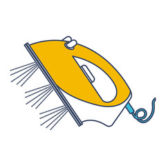 color blue and yellow sections silhouette of steam iron icon