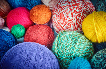 colorful wool yarn balls.wool yarn ball. Colorful threads for needlework