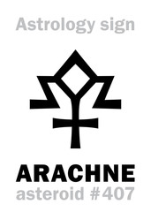 Astrology Alphabet: ARACHNE, asteroid #407. Hieroglyphics character sign (single symbol).