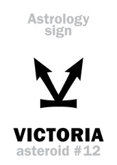 Astrology Alphabet: VICTORIA, asteroid #12. Hieroglyphics character sign (single symbol).