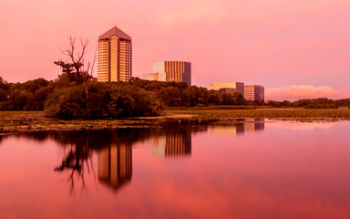 Sunset scene on a lake