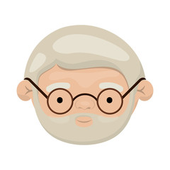 colorful face of elderly man with beard and glasses