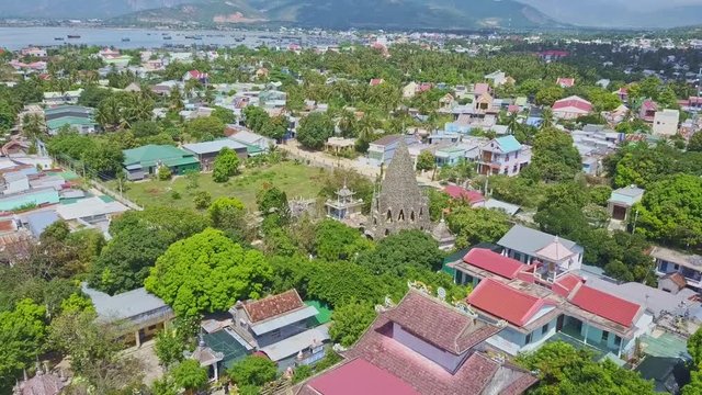 Drone Removes from Ancient Buddhist Temple among City