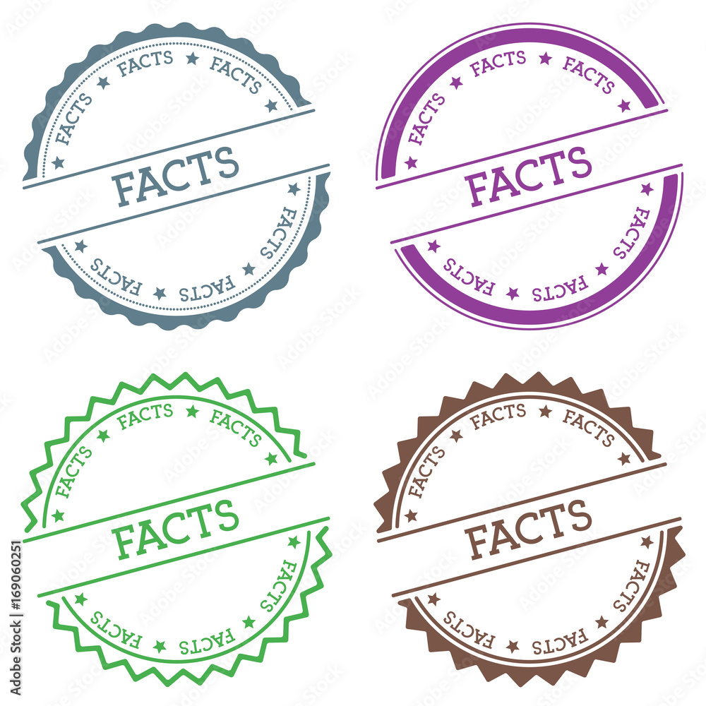 Poster facts badge isolated on white background. flat style round label with text. circular emblem vector i