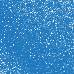 Random falling white dots. Random scatter with random falling white dots on blue background. Vector illustration.
