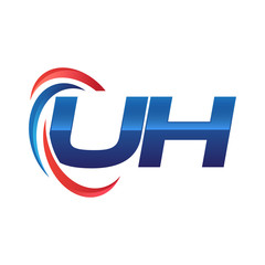 initial letter logo swoosh red blue