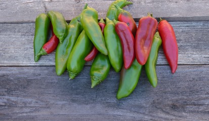 Peppers on a Wood Table