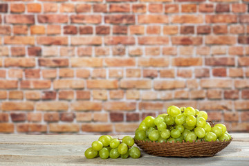 Grapes in a wicker bowl