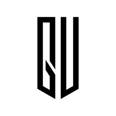 initial letters logo qu black monogram pentagon shield shape