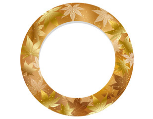 秋のフレーム　円形　金色