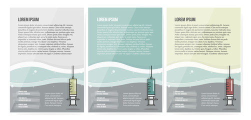 Syringe symbol on vector set brochure design, layout template.