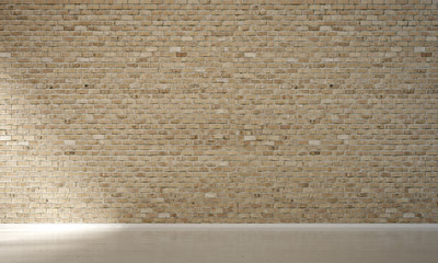 The interior design of empty living room and brick wall texture background