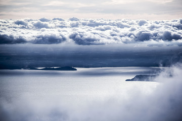 Lago Llanquihue, desde Volcan Osorno atardecer