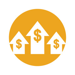 arrow up with money symbol vector illustration design