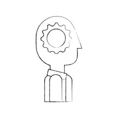 businessman profile avatar with gear vector illustration design