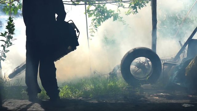 Fumigate mosquito killing to prevent disease, Slow motion
