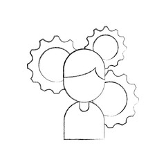 businessman avatar with gears vector illustration design