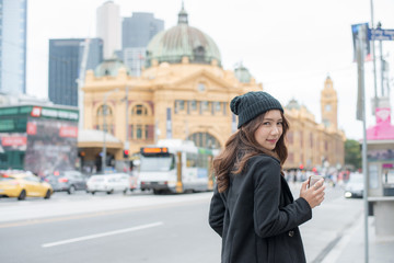 Asian women traveling in Melbourne, Australia.