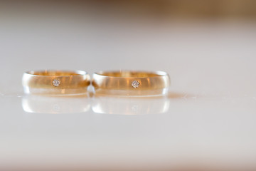 Close up wedding rings isolated