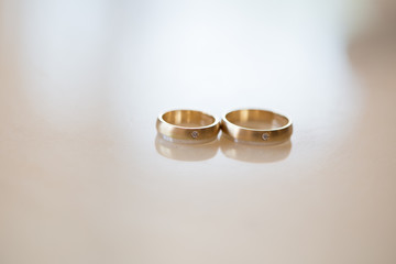 Close up wedding rings isolated