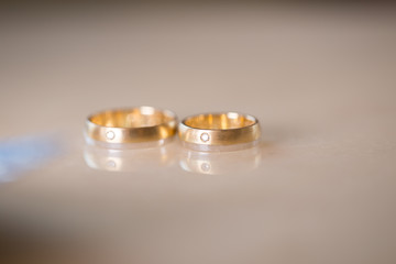Close up wedding rings isolated