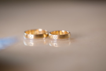 Close up wedding rings isolated