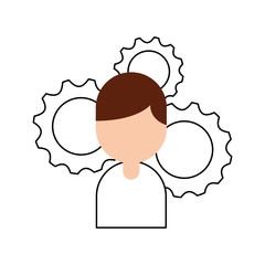 businessman avatar with gears vector illustration design