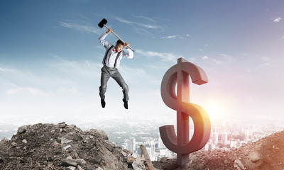 Global business and money concepts. Falling dollar currency.