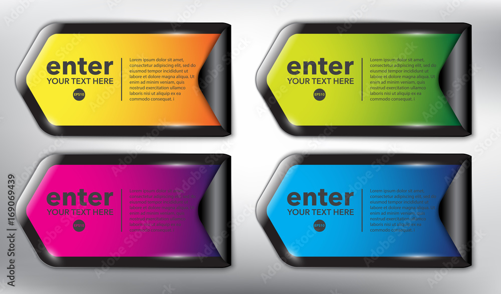 Wall mural abstract vector sticker set of 4. vector round stickers with curled corner and place for your text. 