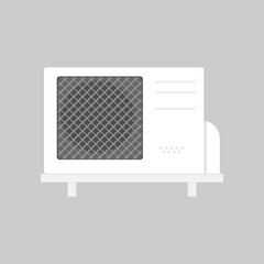 Fototapeta premium Exterior white air conditioning on steel shelf isolated