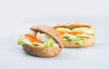 sandwich or tasty egg sandwich on background.