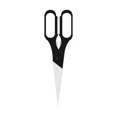 Black kitchen scissors isolated on white background