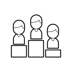 teamwork people avatars on podium vector illustration design