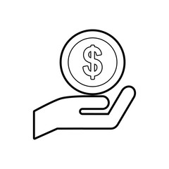 hand human with money vector illustration design