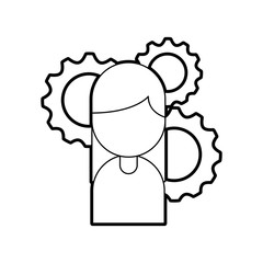 businesswoman avatar with gears vector illustration design