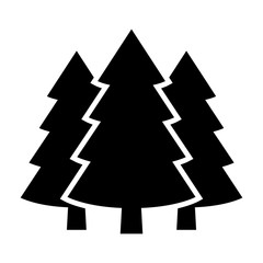 Three conifer pine trees in a forest or park simple vector icon for nature apps and websites