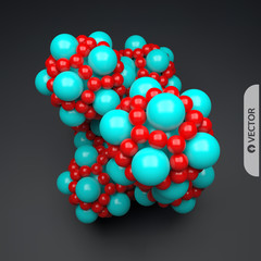 3D molecule. Molecular structure. Vector illustration for science.