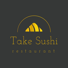 Premium quality sushi logo vector illustration element. Onigiri, hosomaki Sushi isolated on black...