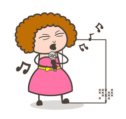 Lady Singer Singing Vector Illustration