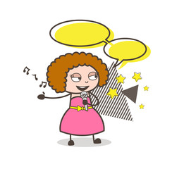 Cartoon Female Western Singer with Speech Bubble Vector