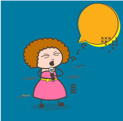 Female Pop-Singer Singing with Speech Bubble Vector