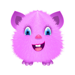 Pink cartoon fluffy monster.